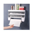 Wall Mount Triple Paper Dispenser for Plastic Wrap & Foil | BPA Free Kitchen Organizer | Available in Grey, Brown, Blue