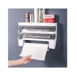 Wall Mount Triple Paper Dispenser for Plastic Wrap & Foil | BPA Free Kitchen Organizer | Available in Grey, Brown, Blue