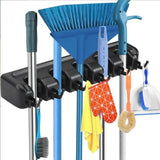 Wall Mounted Broom Holder 5 Position Organizer with 6 Hooks for Brush & Mop Storage Bathroom Accessories Utility Hooks