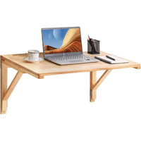 Wall Mounted Foldable Bamboo Wooden Table Space Saving Desk 60x40cm Furniture