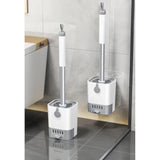 Wall Mounted Long Handle Toilet Cleaning Brush with Flexible Head | Space Saving Holder | No Dead Corners