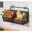 Wall-Mounted Metal Kitchen Storage Basket for Spices, Garlic, and Vegetables Kitchen Counter & Beverage Station Organizers