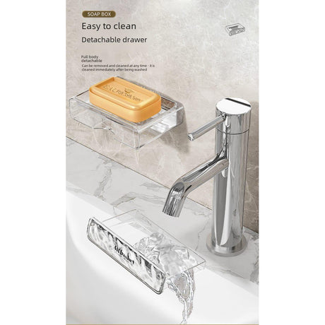 Wall-mounted Soap Dish No Drilling Bathroom Decor Soap Holder & Storage Rack