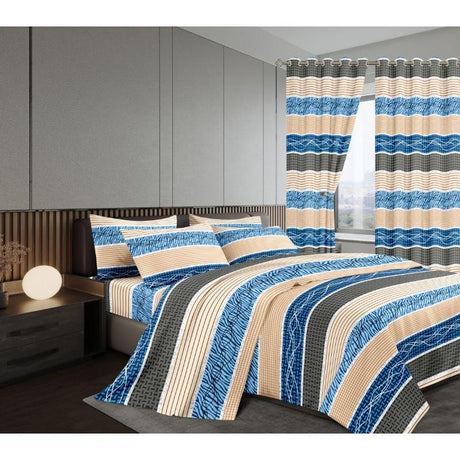 Warm Woolen Duvet Set with Matching Curtains | Includes Fitted & Flat Sheets, Pillowcases & Curtains | Size 6x7