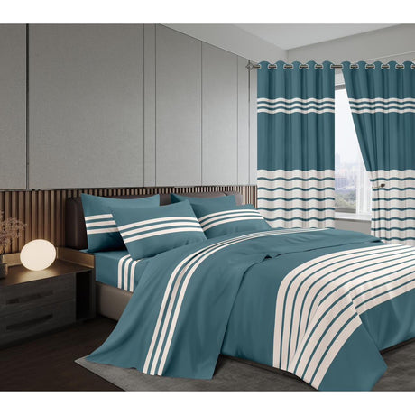 Warm Woolen Duvet Set with Matching Curtains | Includes Fitted & Flat Sheets, Pillowcases & Curtains | Size 6x7