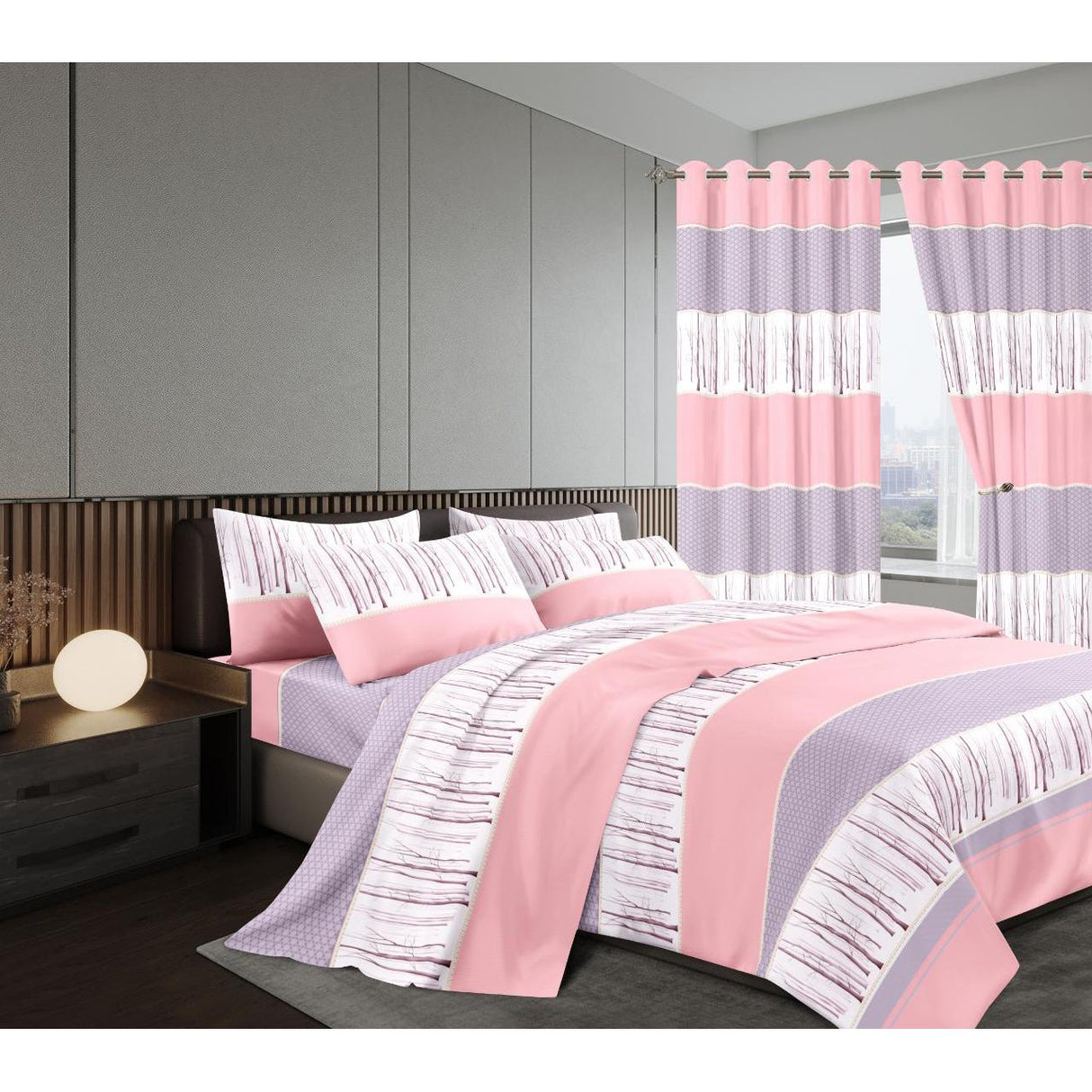 Warm Woolen Duvet Set with Matching Curtains | Includes Fitted & Flat Sheets, Pillowcases & Curtains | Size 6x7