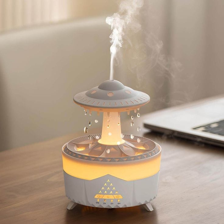 Water Raindrops Ultrasonic Air Humidifier Handmade Glass Aroma Diffuser with 7 Color LED Light
