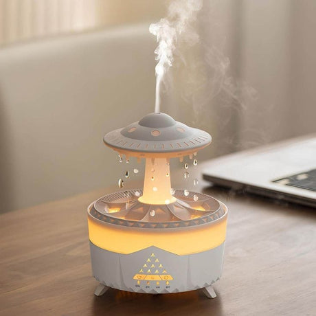 Water Raindrops Ultrasonic Air Humidifier Handmade Glass Aroma Diffuser with 7 Color LED Light