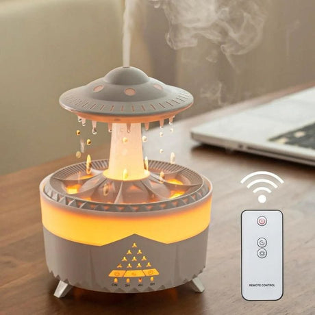 Water Raindrops Ultrasonic Air Humidifier Handmade Glass Aroma Diffuser with 7 Color LED Light