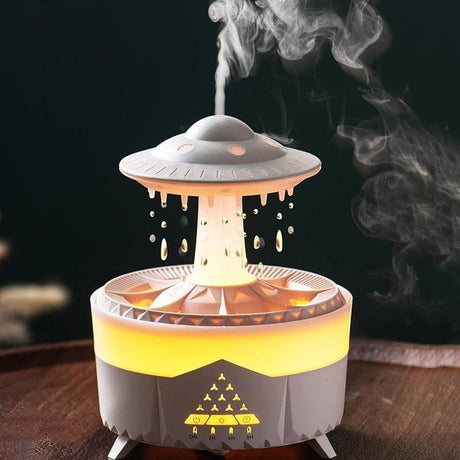 Water Raindrops Ultrasonic Air Humidifier Handmade Glass Aroma Diffuser with 7 Color LED Light