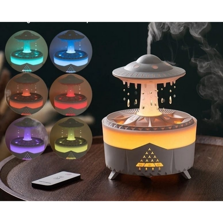 Water Raindrops Ultrasonic Air Humidifier Handmade Glass Aroma Diffuser with 7 Color LED Light