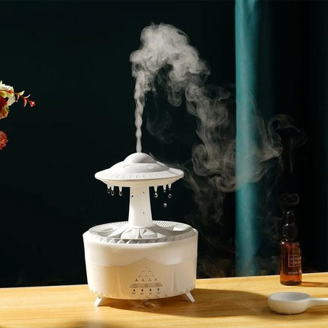 Water Raindrops Ultrasonic Air Humidifier Handmade Glass Aroma Diffuser with 7 Color LED Light