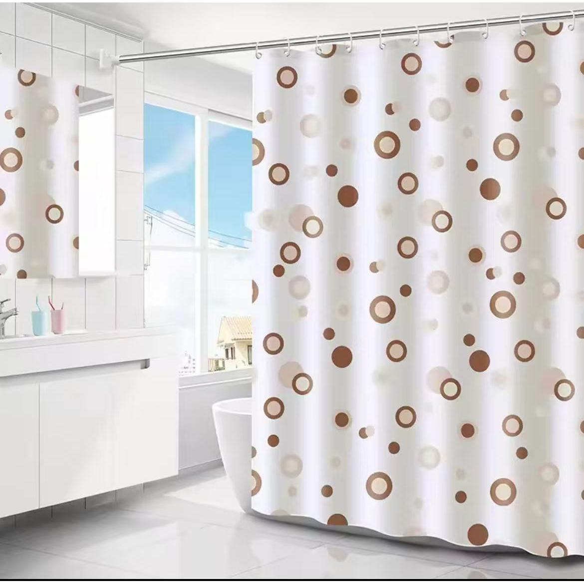 Waterproof PEVA Shower Curtain with Hooks 180×200cm