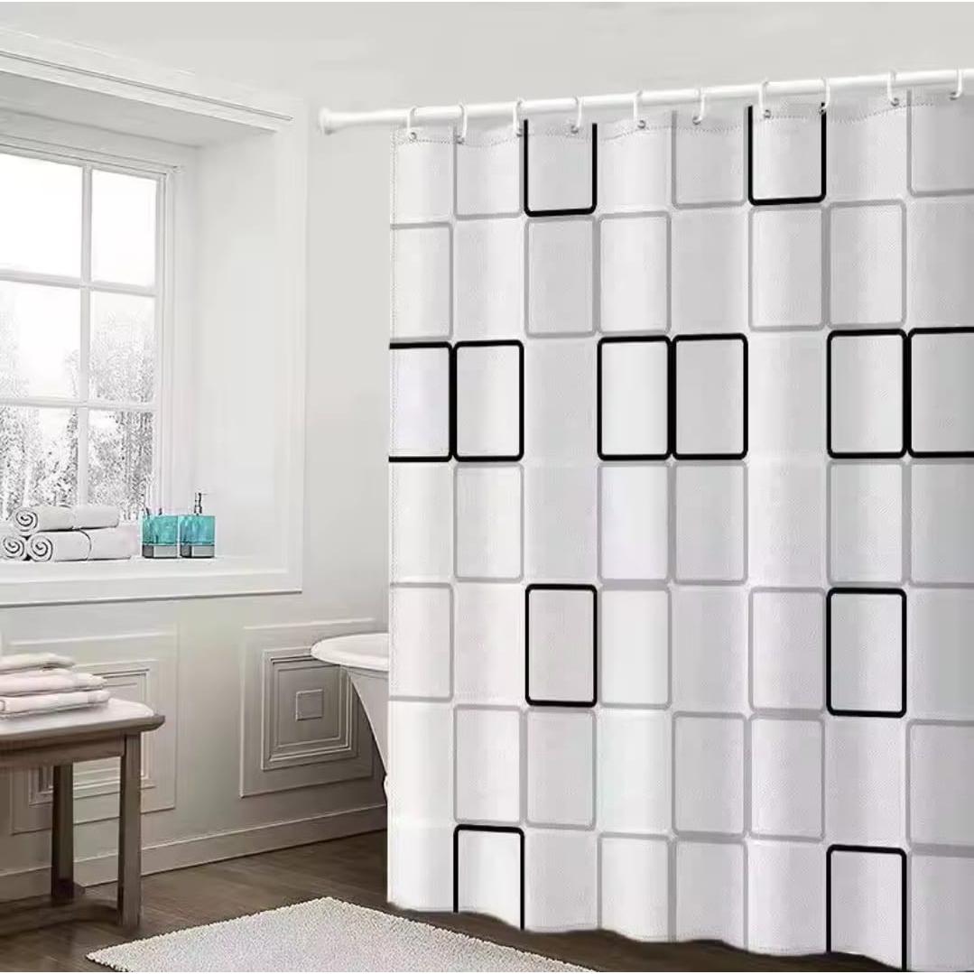 Waterproof PEVA Shower Curtain with Hooks 180×200cm
