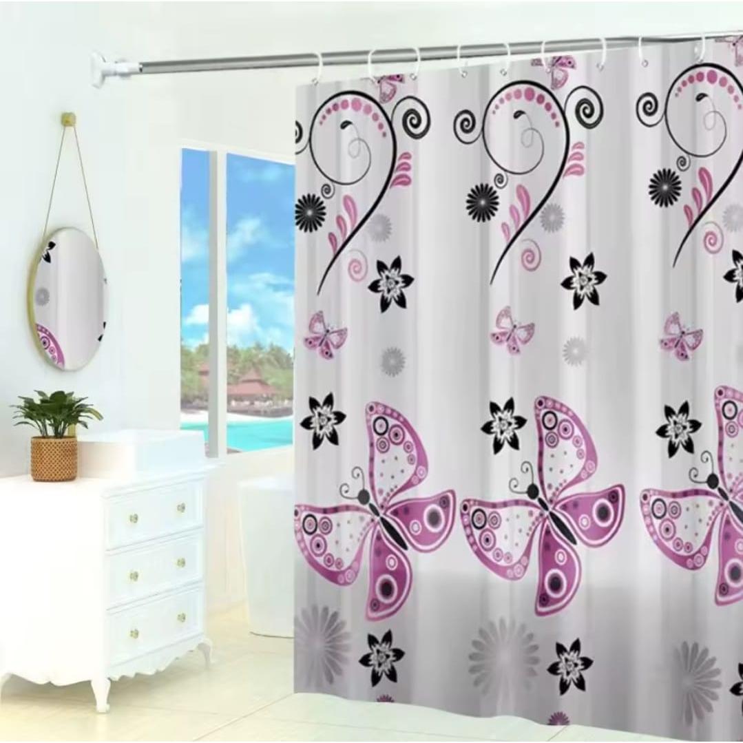 Waterproof PEVA Shower Curtain with Hooks 180×200cm