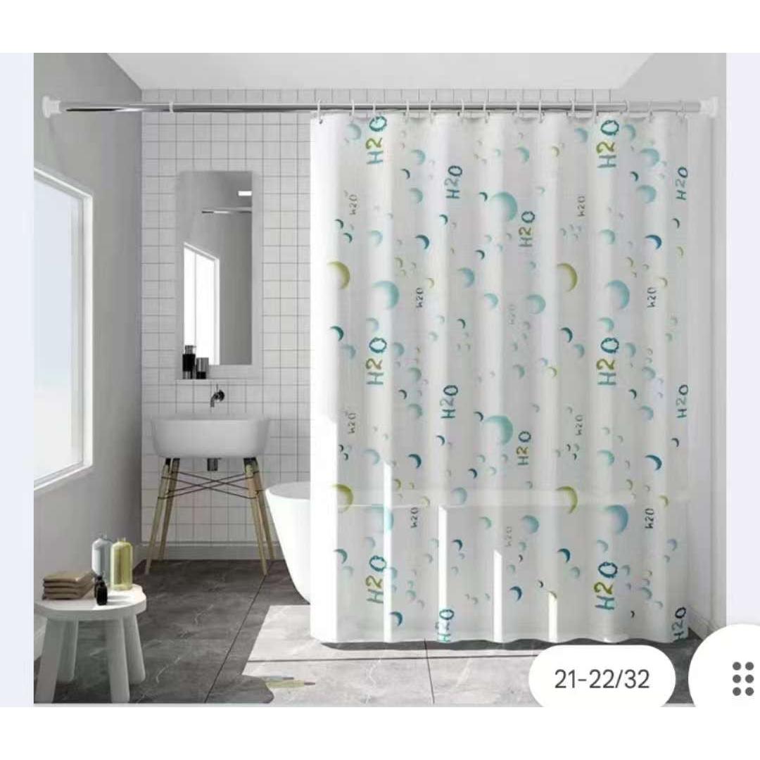 Waterproof Shower Curtain with Hooks – 180x200cm PEVA Bathroom Curtain