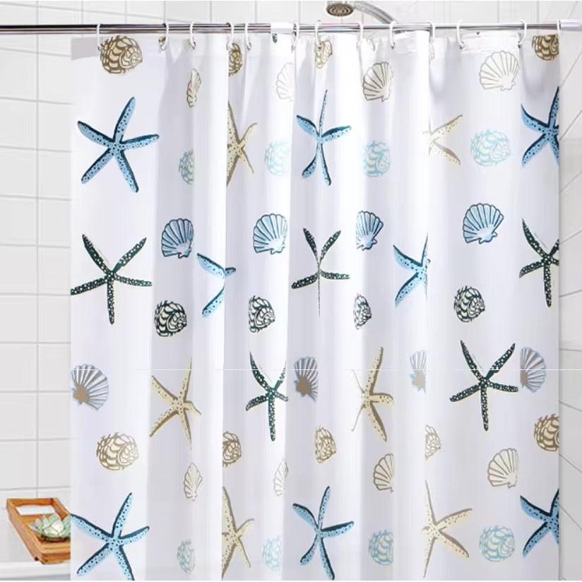 Waterproof Shower Curtain with Hooks – 180x200cm PEVA Bathroom Curtain