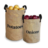 Rustic Farmhouse Pantry Storage Baskets | Seagrass Potato & Onion Bins with Handles | Kitchen Organization
