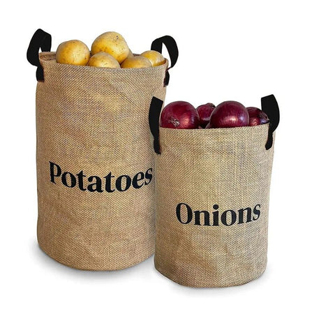 Rustic Farmhouse Pantry Storage Baskets | Seagrass Potato & Onion Bins with Handles | Kitchen Organization- Furaha Finds Kenya