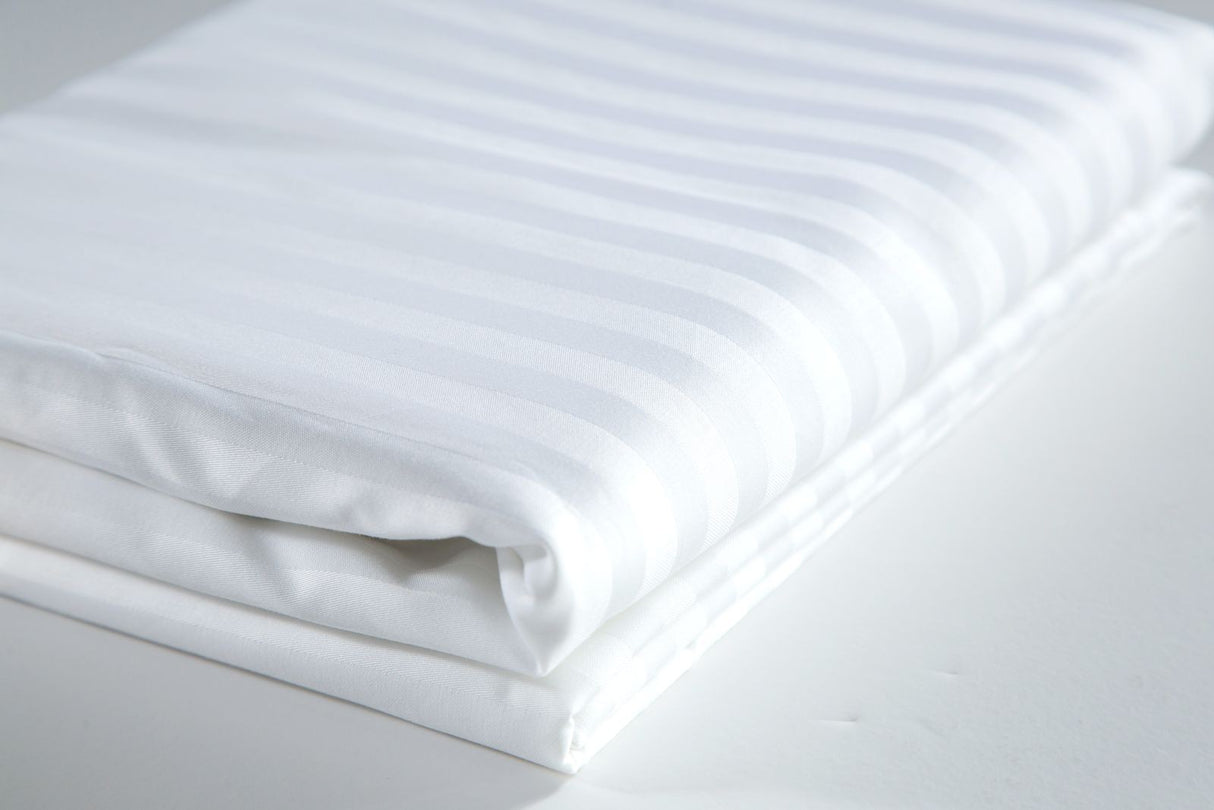 White Striped Fitted Bedsheets | Size 6 by 7 | Soft & Durable High Quality Bedding