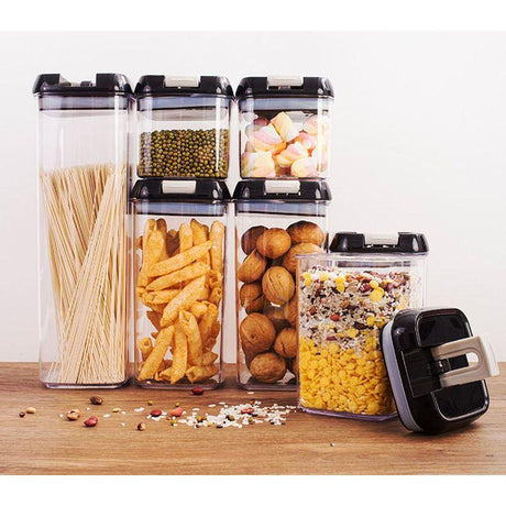 7 piece Transparent Acrylic Cereal Pantry Storage Containers Airtight & Stackable