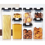 7 piece Transparent Acrylic Cereal Pantry Storage Containers Airtight & Stackable