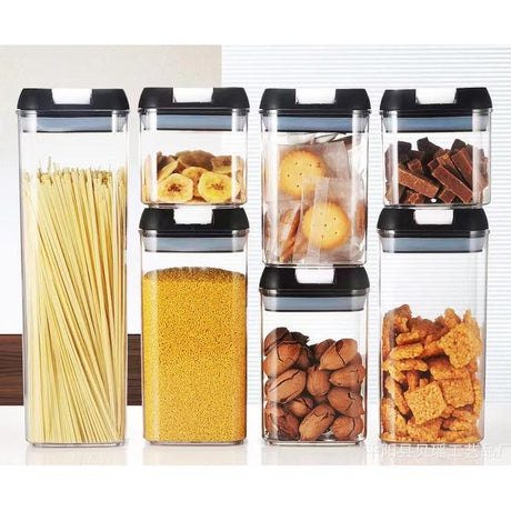 7 piece Transparent Acrylic Cereal Pantry Storage Containers Airtight & Stackable