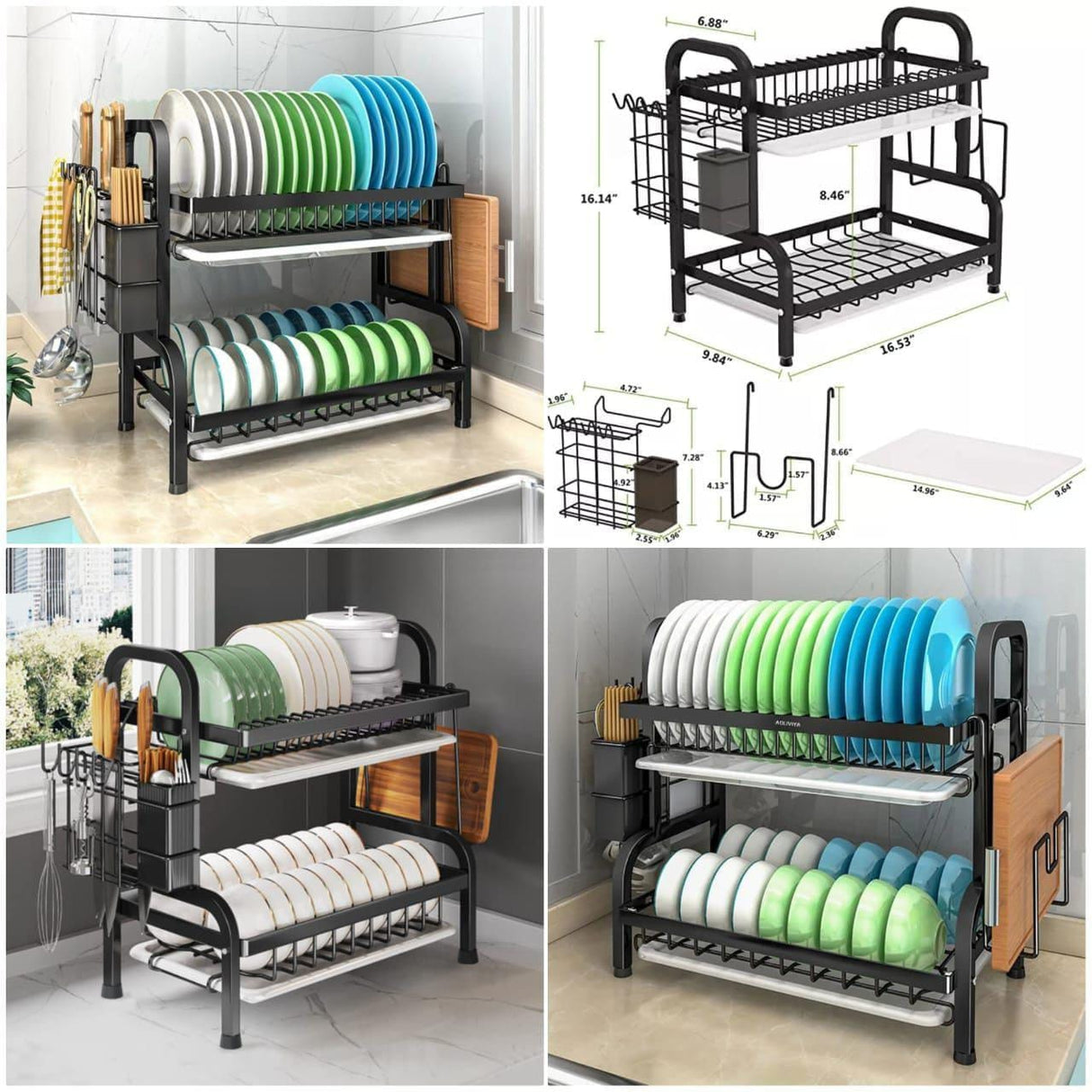 2 Layer Black Dishwasher | Metallic Finish | Efficient & Organized Dishwashing