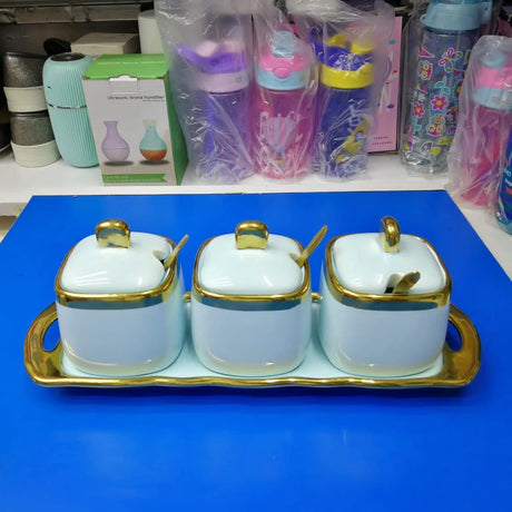 Square Ceramic Canisters | Stylish and Functional | Ideal for Sugar, Coffee, Tea, and Spices- Furaha Finds Kenya