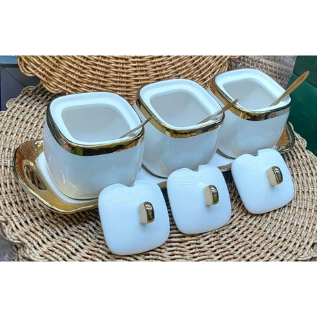 Square Ceramic Canisters | Stylish and Functional | Ideal for Sugar, Coffee, Tea, and Spices- Furaha Finds Kenya