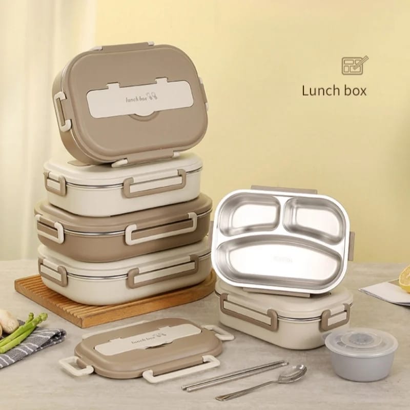 Furaha Finds 1200ml stainless steel leak-proof lunch box with high-quality SUS 304 stainless steel tray and BPA-free food-grade PP lid. Secure four-sided locking system for work, school, and travel
