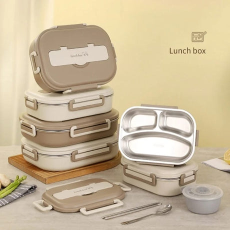 Furaha Finds 1200ml stainless steel leak-proof lunch box with high-quality SUS 304 stainless steel tray and BPA-free food-grade PP lid. Secure four-sided locking system for work, school, and travel