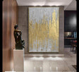 Furaha Finds 60x90cm High Quality White & Gold Texture Canvas Painting Luxury abstract artwork with a wooden frame for modern home and office decor.
