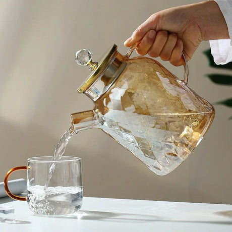 Nordic Luxe Diamond Glass Carafe Tea Pot | Elegant Design | Heat Resistant- Furaha Finds Kenya