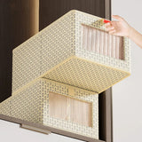Non-woven Foldable & Clothing Wardrobe Visible Closets Clothing Storage Organizers| T-shirts Trousers Toys Bedroom Drawer Organizers| Machine Washable  44cm x 30cm x 20cm {Beige}