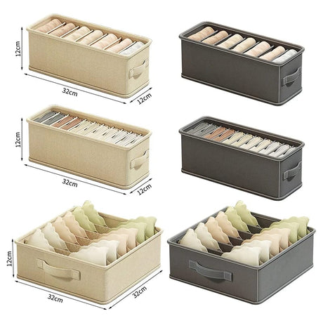 3 Pack Foldable Underwear Wardrobe Storage Box Set | Closet & Dresser Organizer | Beige & Grey- Furaha Finds Kenya