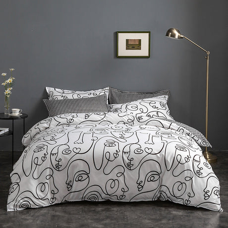 Abstract Print Duvet Cover Soft Luxurious Microfiber Fabric 220 x 240 cm