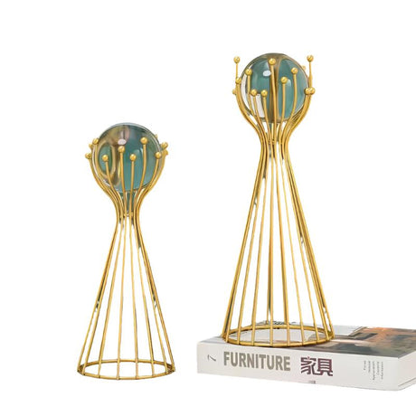 Gold Metal Wire Design with Ball, Elegant Finish, Versatile for Home Decor