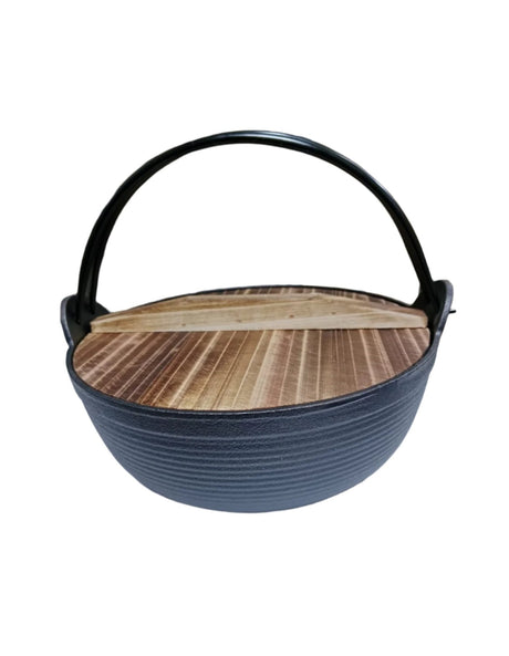 Furaha Finds Pure Cast Iron Flat Bottom Wok 27cm non stick wok with wooden lid,360° heat distribution,and compatibility with all cooktops,perfect for stir frying and outdoor cooking.