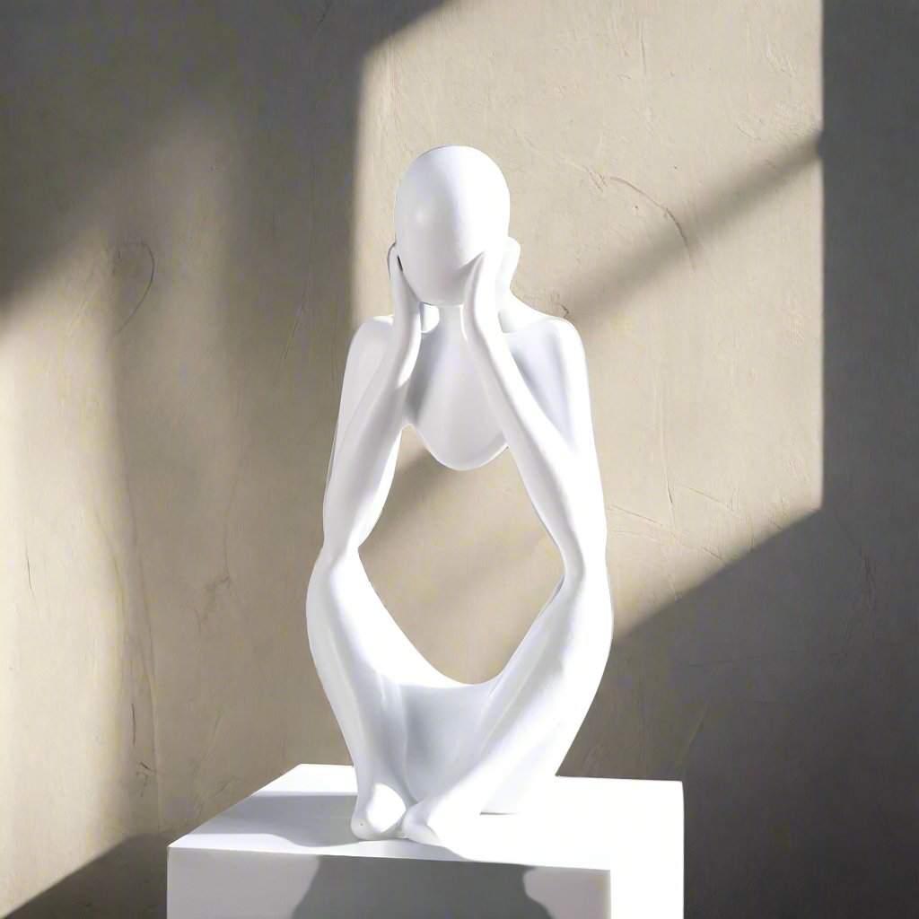 Furaha Finds Thinker Statue Decor – Abstract Art Resin Sculpture for home, office, and shelf decoration. Elegant, modern, and inspiring figurine