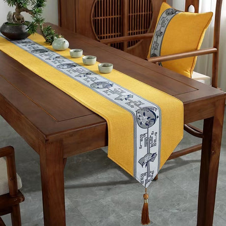 Cotton Linen Fringe Table Runner | Geometric Handmade Woven Fabric Decorative Table Runners | Kitchen |Restaurant | Hotel- Furaha Finds Kenya
