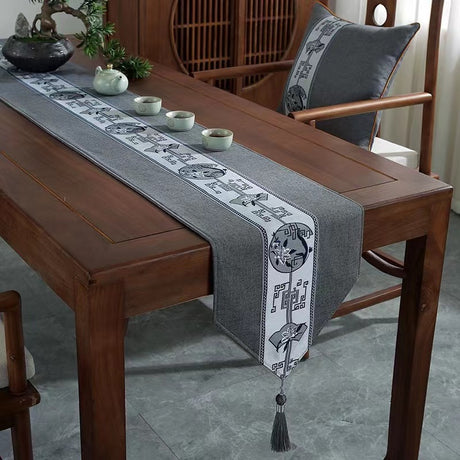 Cotton Linen Fringe Table Runner | Geometric Handmade Woven Fabric Decorative Table Runners | Kitchen |Restaurant | Hotel- Furaha Finds Kenya