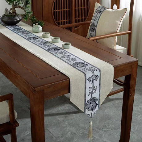 Cotton Linen Fringe Table Runner | Geometric Handmade Woven Fabric Decorative Table Runners | Kitchen |Restaurant | Hotel- Furaha Finds Kenya