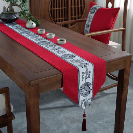 Cotton Linen Fringe Table Runner | Geometric Handmade Woven Fabric Decorative Table Runners | Kitchen |Restaurant | Hotel- Furaha Finds Kenya