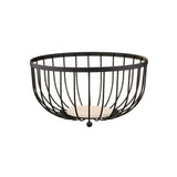 25cm Black Metal Design Fruit Basket with Wooden Base | Living Room | Kitchen Fruits OrganizeR Storage