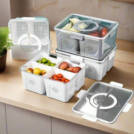 Stackable Fridge Storage Box | Airtight Freshness with Draining Basket | Fruit & Vegetable Organizer- Furaha Finds Kenya