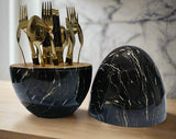 Furaha Finds high quality marble profile egg shell cutlery set 18pcs elegant durable and perfect for home dining restaurants and special occasions