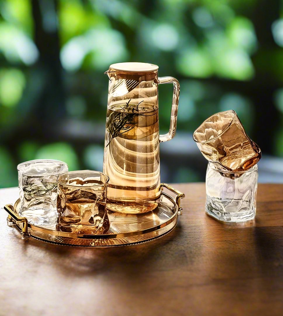 Borosilicate Glass Jar Set  7 Piece Heat Resistant Drinkware Collection