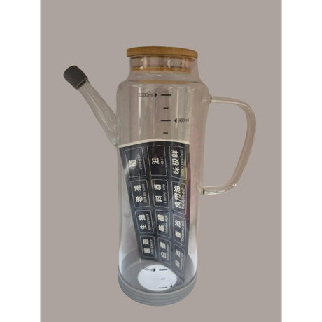 Glass Oil/Vinegar Dispenser with Bamboo Lid and Non-Slip Rubber Base- Furaha Finds Kenya