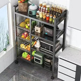 Multifunctional Strong Metallic Kitchen Rack with Lockable Wheels Black Kitchen Storage Rack Organizer.- Furaha Finds Kenya